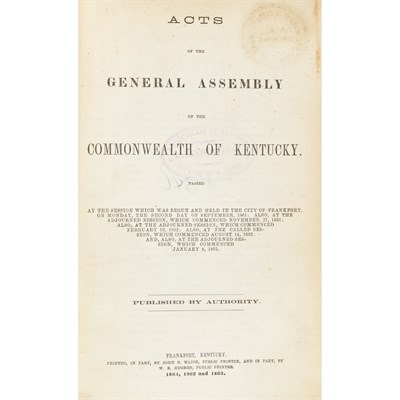 Lot 83 - [KENTUCKY - CIVIL WAR] Acts of the General...
