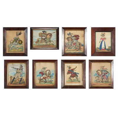 Lot 187 - Group of Eight Framed English Tinsel Prints...