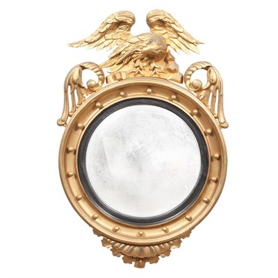 Lot 221 - Regency Style Gold Painted Convex Mirror...