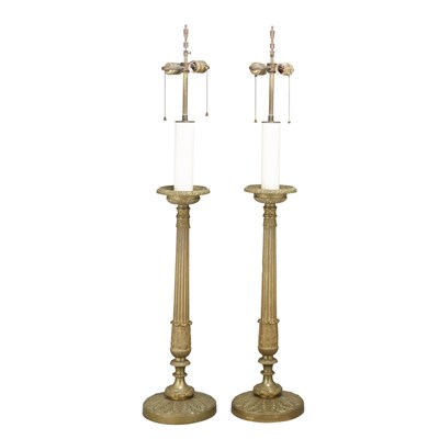 Lot 176 - Pair of Empire Style Gilt-Metal Columnar...