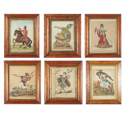 Lot 330 - Group of Six English Framed Tinsel Prints 19th...