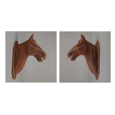 Lot 417 - Pair of Metal Horse Heads Height 15 inches,...
