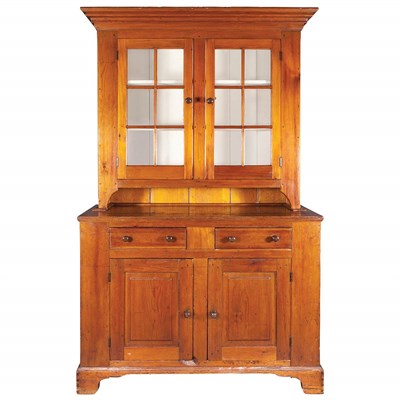 Lot 136 - Chippendale Pine Stepback Cupboard Mid...