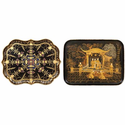 Lot 213 - Victorian Gilt Decorated Black Lacquered...