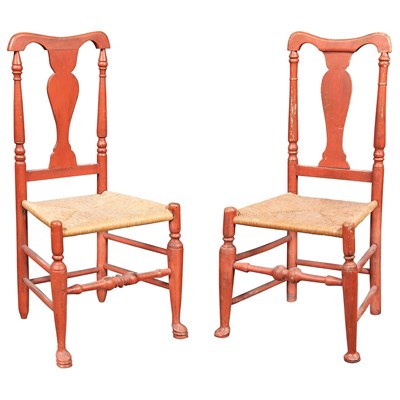 Lot 175 - Associated Pair of Queen Anne Painted Rush...