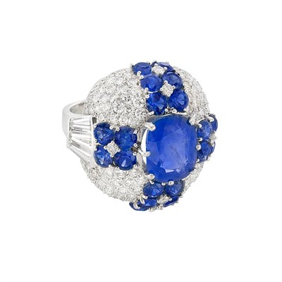 Lot 3421 - Platinum, Sapphire and Diamond Ring, Ruser
