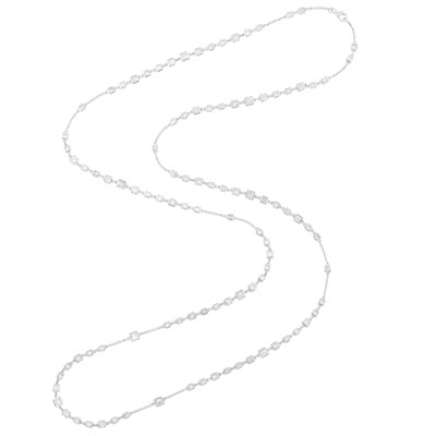 Lot 3234 - Long White Gold and Diamond Chain Necklace