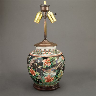 Lot 413 - Chinese Famille Verte Glazed Porcelain Vase...