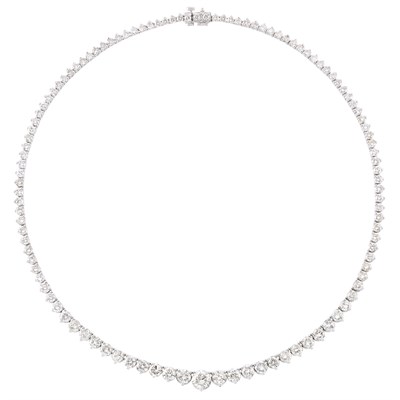 Lot 3158 - White Gold and Diamond Necklace