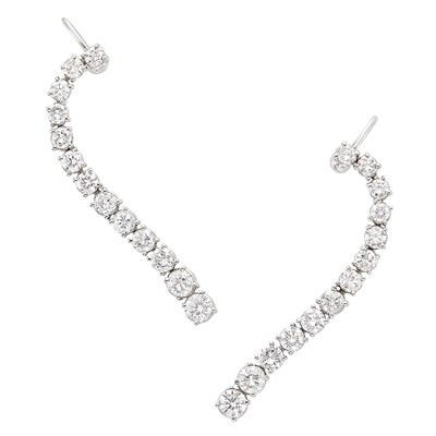 Lot 3084 - Pair of White Gold and Diamond Cuff-Earrings