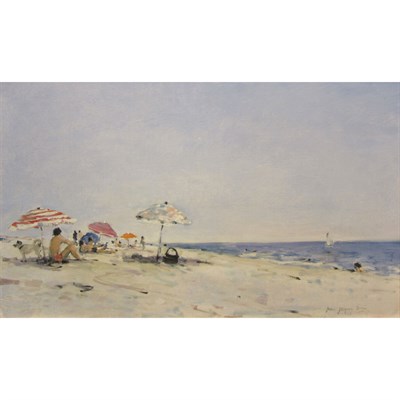 Lot 75 - Jean-Jacques Rene French, b. 1943 Sur la Plage,...