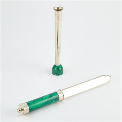 Lot 509 - Sterling Silver and Malachite Letter Opener...