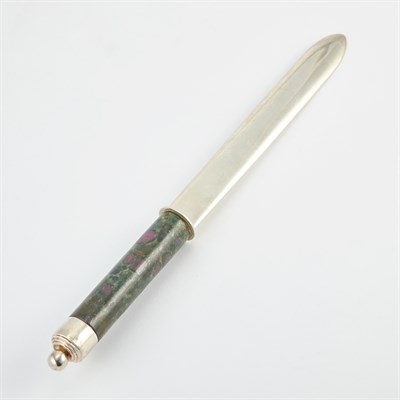 Lot 574 - English Silver and Ruby Zoisite Letter Opener...