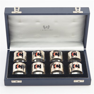 Lot 535 - Cased Set of Eight Sterling Silver and Enamel...