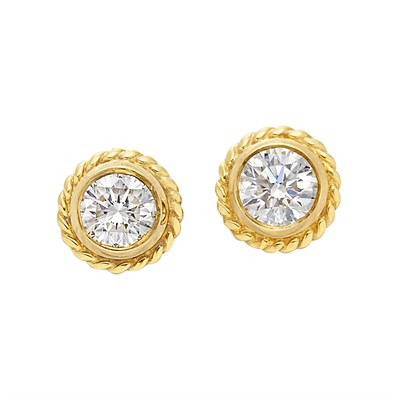 Lot 3024 - Pair of Gold and Diamond Earrings