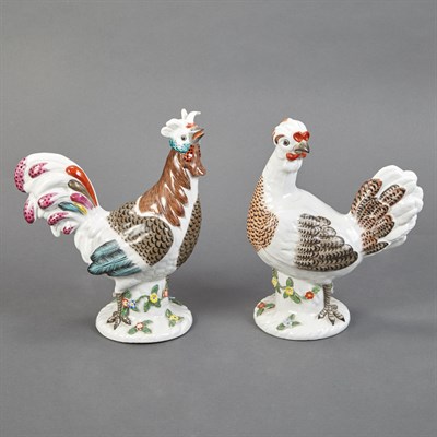 Lot 298 - Pair of French Ceramic Figures of Chickens...