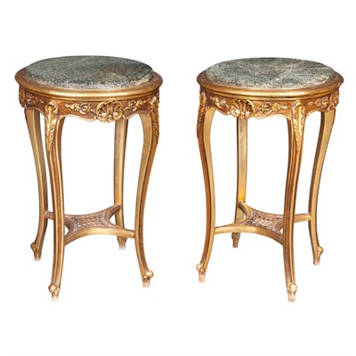 Lot 509 - Pair of Rococo Style Giltwood Gueridons Last...
