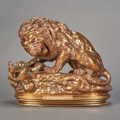 Lot 301 - Gilt-Bronze Figural Group of a Lion and a...