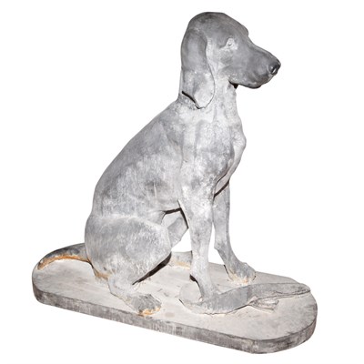 Lot 212 - Pair of Patinated-Metal Figures of Seated Dogs...