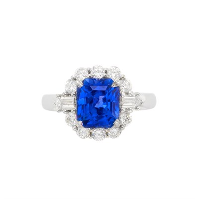 Lot 3074 - White Gold, Sapphire and Diamond Ring