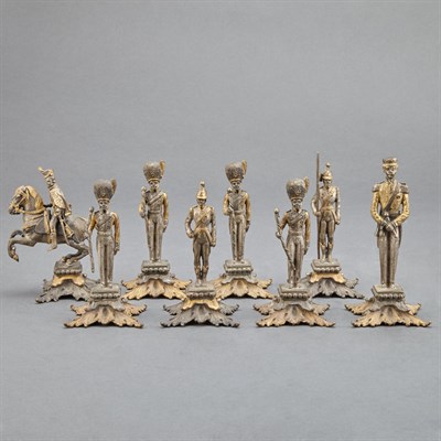 Lot 444 - Group of Eight Cast Metal Figures of Officers...