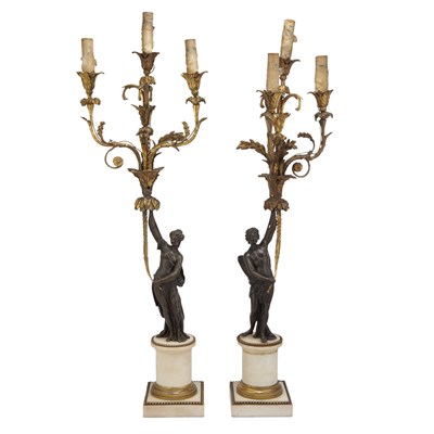 Lot 450 - Pair of Empire Style Gilt and Patinated-Bronze...