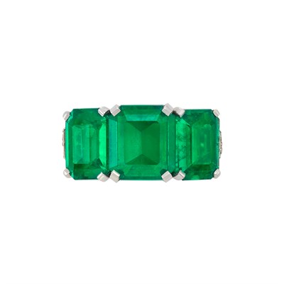 Lot 132 - Platinum, Emerald and Diamond Ring, Tiffany & Co.