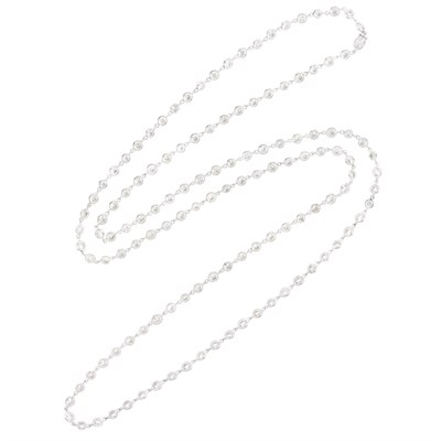 Lot 348 - Long White Gold and Diamond Chain Necklace