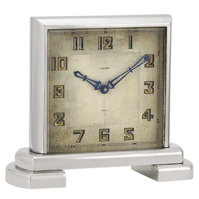 Lot 92 - Art Deco Chrome-Plated Brass Partner's Clock, Hermes, Paris