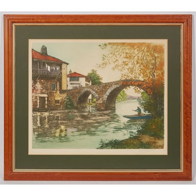 Lot 167 - Dauphin [AUTUMN SCENE] Color aquatint, signed...