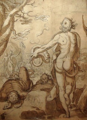 Lot 33 - Circle of Abraham Bloemaert Moses Elevating...