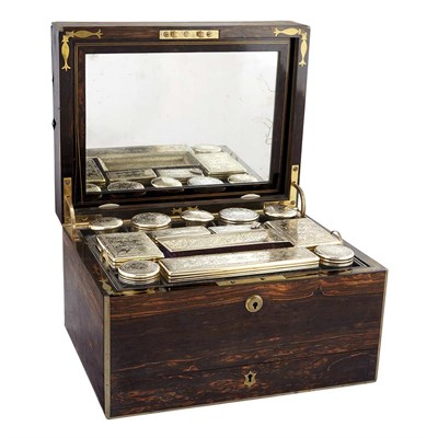 Lot 268 - Victorian Silver Gilt and Cut Glass Vanity Set...