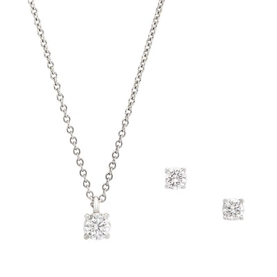 Lot 3067 - Platinum and Diamond Necklace, Tiffany & Co., and Pair of White Gold and Diamond Stud Earrings