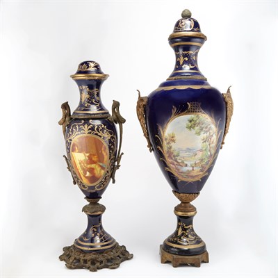Lot 642 - Two Sevres Style Metal Mounted and Transfer...