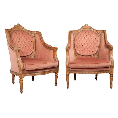 Lot 387 - Louis XVI Style Fruitwood Three-Piece Salon...