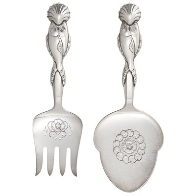 Lot 394 - Pair of Georg Jensen Sterling Silver Fish...