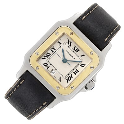 Lot 3123 - Stainless Steel and Gold 'Santos' Wristwatch, Cartier