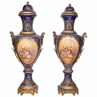 Lot 610 - Companion Pair of Sevres Style Metal Mounted...