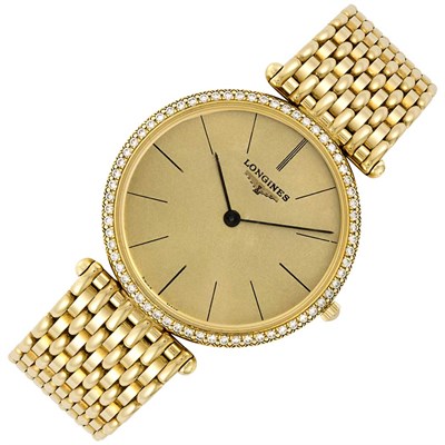 Lot 409 - Gold and Diamond Wristwatch, Longines