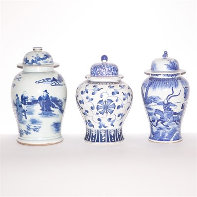 Lot 237 - Group of Three Chinese Blue and White Glazed...