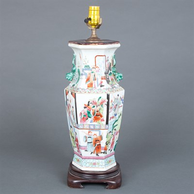 Lot 217 - Chinese Famille Rose Porcelain Lamp Height 16...