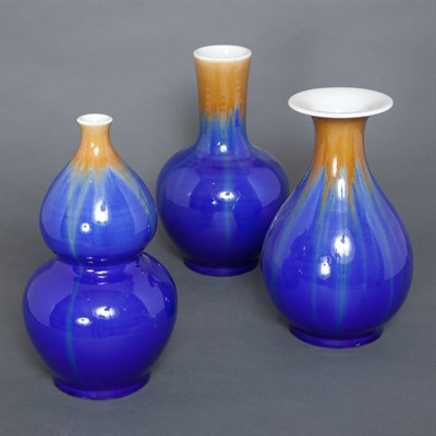 Lot 128 - Group of Three Chinese Blue Glazed Porcelain...