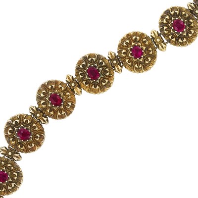 Lot 30 - Antique Gold and Ruby Bracelet