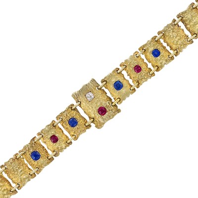 Lot 50 - Antique Gold, Gem-Set and Diamond Bracelet