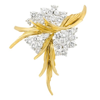 Lot 5 - Gold, Platinum and Diamond Clip-Brooch, Henry Dunay