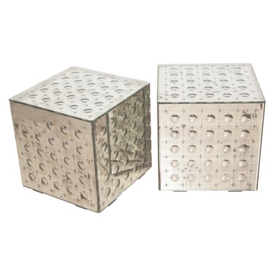 Lot 496 - Pair of Mirrored Cubes Height 16 1/2 inches,...