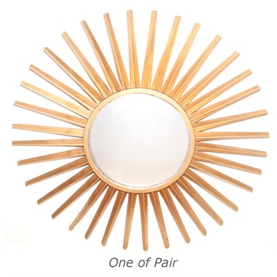 Lot 167 - Pair of Gold Painted Sunburst Mirrors Diameter...