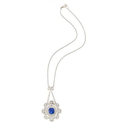 Lot 3437 - Platinum, Gold, Sapphire and Diamond Necklace, Marcus & Co.