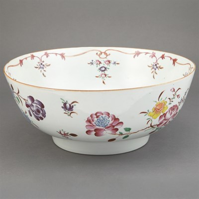 Lot 422 - Chinese Export Famille Rose Porcelain Punch...