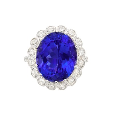 Lot 3265 - White Gold, Tanzanite and Diamond Ring